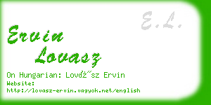 ervin lovasz business card